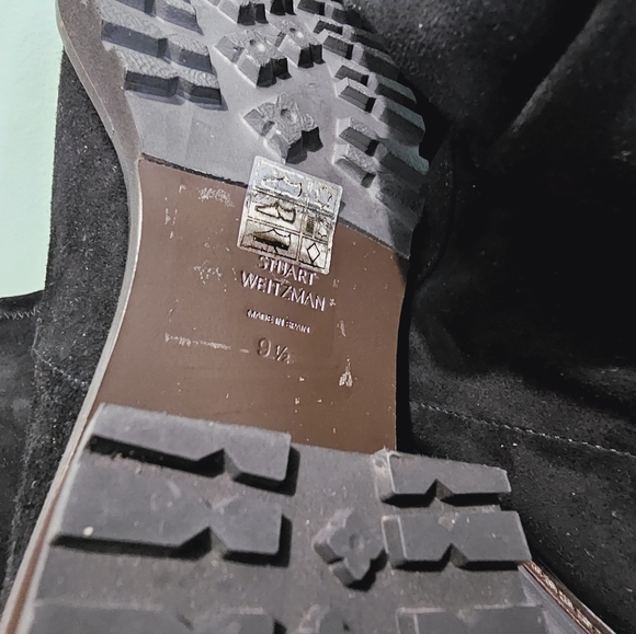 NEW STUART WEITZMAN Blaire City Black Suede Leather OTK Tie Block Heel Boots 9.5 - Picture 13 of 13